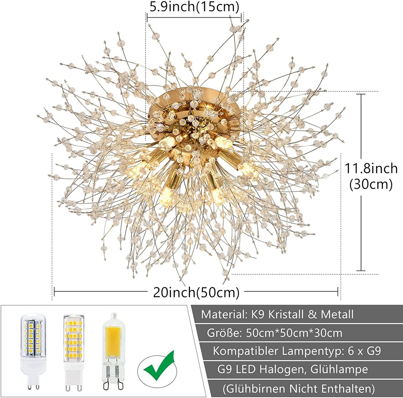 Kronleuchter & Deckenlampen: Moderne Kristall Deckenleuchte Deckenlampe Wohnzimmerlampe – Neu und originalverpackt aus Herisau von Zevora 2