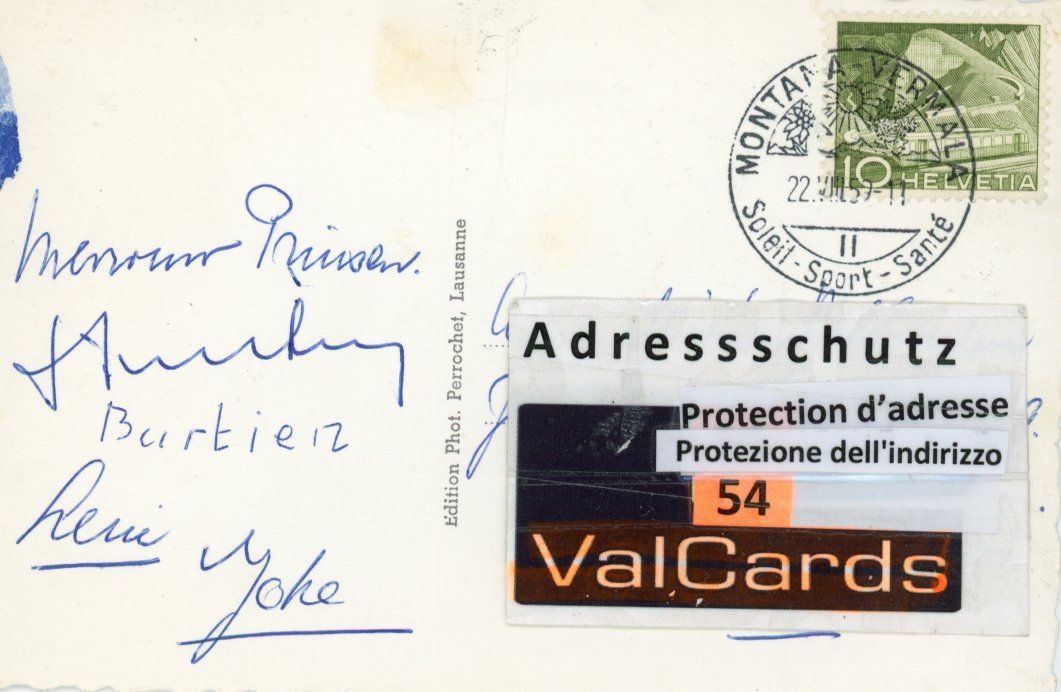 Cartes postales: Val d'Anniviers  VS  -  mulet /Maultier     en 1959 – D'occasion à Brig par Valcards54 1