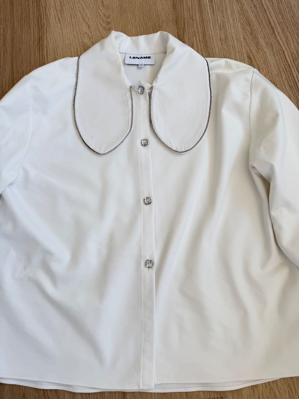 Camicette: Lename Bluse, Weiss mit Kragen, Grösse M – Usato da Killwangen venduto da was.sharp 4