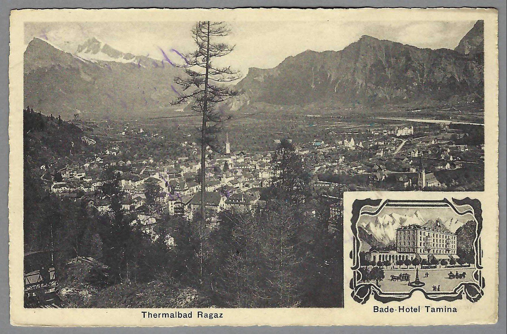 Cartoline postali: BAD RAGAZ, BADE-HOTEL TAMINA – Usato da Pura venduto da ulisse1957