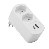Abzweigstecker drehbar 2xT13 mit USB PD30W weiss
