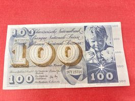 100 Franken Banknote 1973 wenig gebraucht TOP