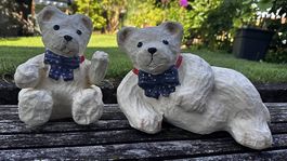 Deko Bären Set 2 Stck. weiss mit Schleife Dekoration Gart...