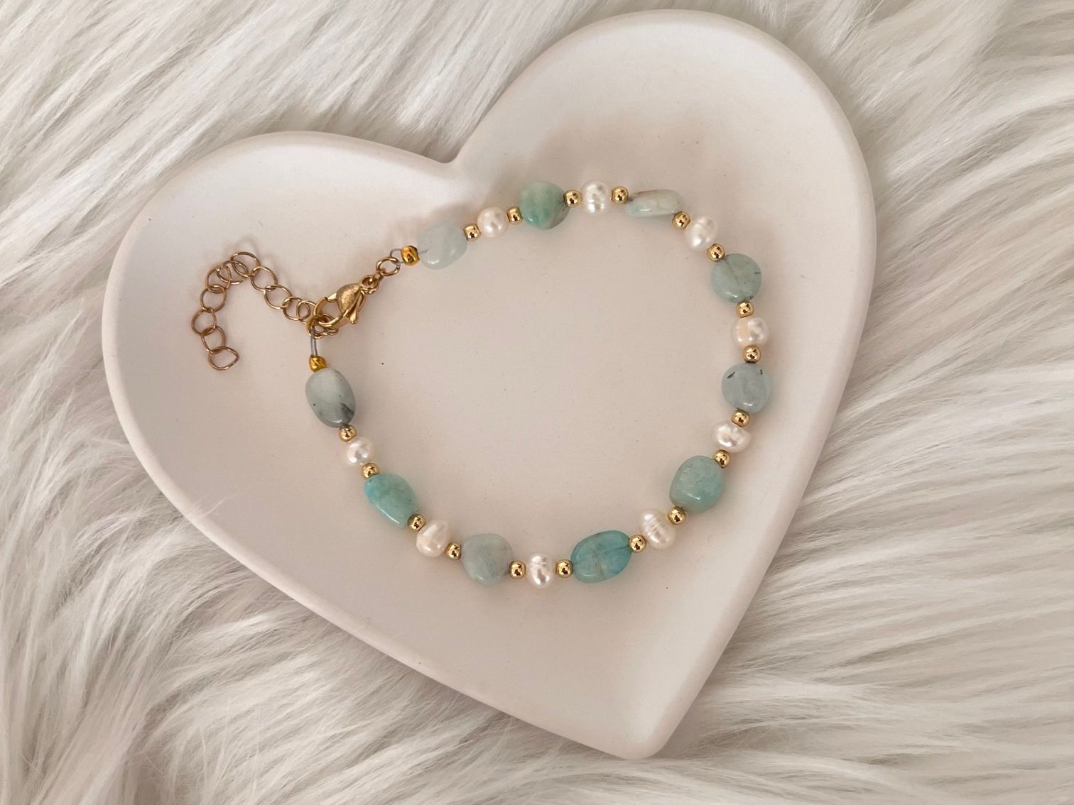 Bracciali & Braccialetti: Bracelet en amazonite et perles de culture – Nuovo e nell'imballaggio originale da Pully venduto da sunaddict