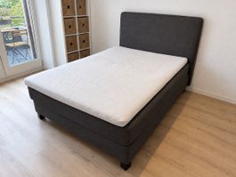 IKEA Dunvik Boxspringbett (inkl. Topper),dunkelgrau, 140x200