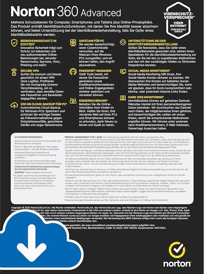 Norton Software: NORTON 360 ADVANCED 10PC -  1Jahr NEU – Nuovo (secondo la descrizione) da Zürich venduto da phili11 1
