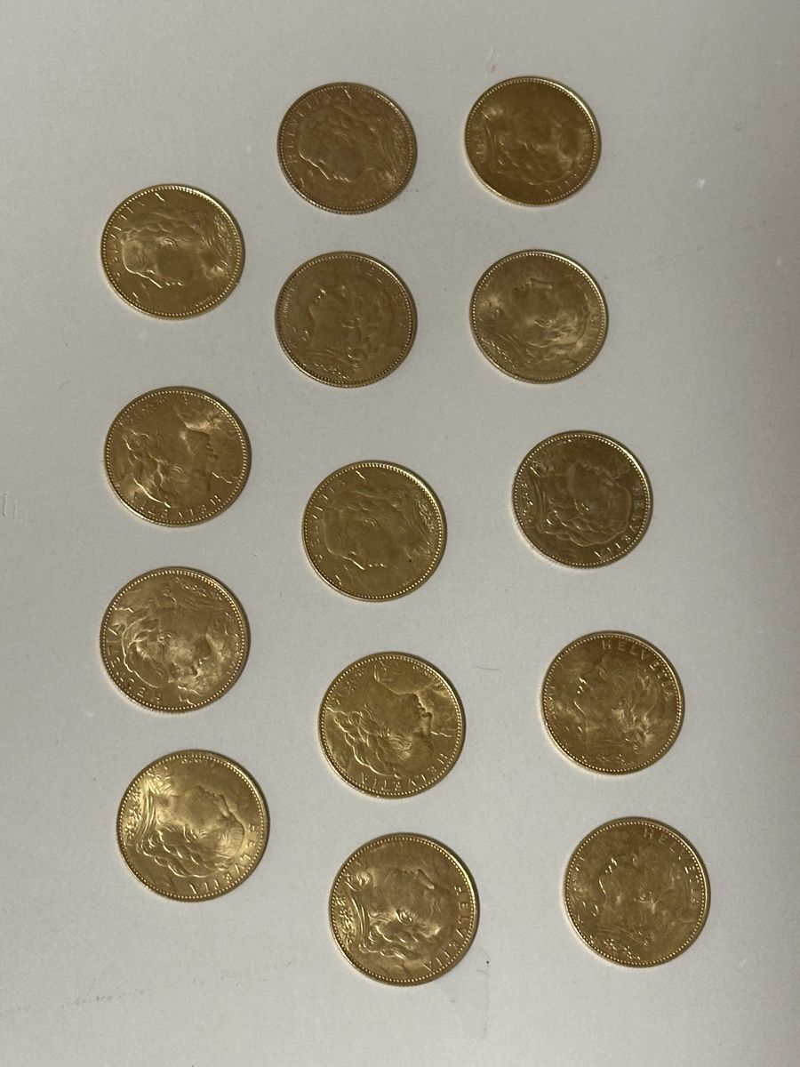 Tutti le monete: 14 x 10 Franken Münzen, Schweizer Sammlung – Usato da Zürich venduto da Linden-Uhren