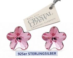 925 Silber Ohrstecker mit Swarovski Crystal Blume lt.Rose