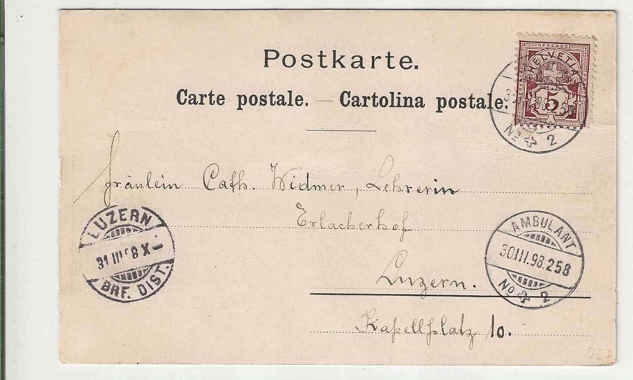 Cartoline postali: Neuenegg, Litho, 1898 – Usato da Spiez venduto da Niesen20 1