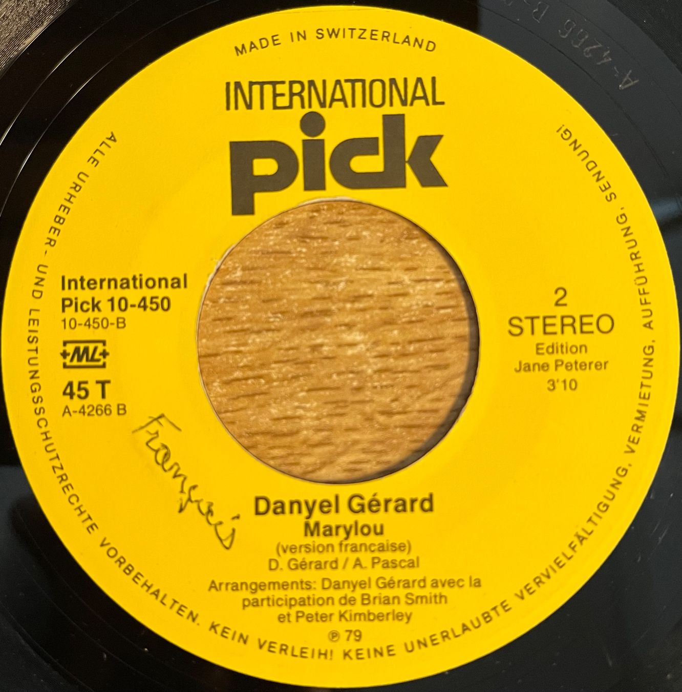 Schallplatten: DANYEL GÉRARD - MARYLOU – Gebraucht aus Bussigny von vinyl-pas-cher 3