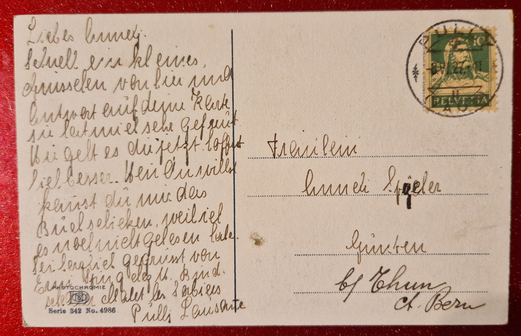 Cartoline postali: Frühling Apfelblüte Bauernhof 1927 – Usato da Melchnau venduto da Fishel 1