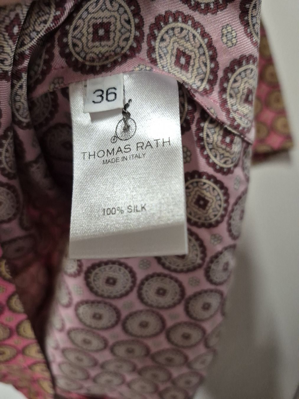 Camicette: Thomas Rath Seidenbluse Gr.36 Seide, rosa, Muster – Usato da Merligen venduto da muss_haben 5