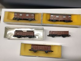N Güterwagen, 5 Stk.,