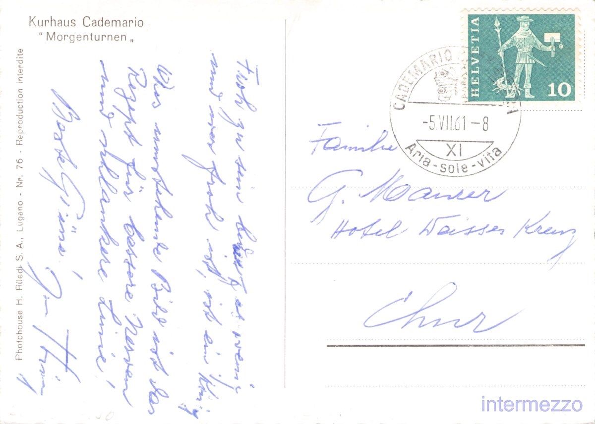 Ansichtskarten: Cademario TI // 1961 Morgenturnen // Sommer – Gebraucht aus Basel von intermezzo12 1