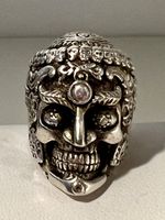 Bague Tête de Mort Argent 925, Style balinais, ajustable
