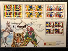 FDC Grossbrief Sondermarken III Zirkuswelt 1992 ET