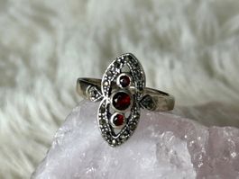 Vintage Silberring 925 mit roten Steinen