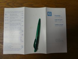 NSU Preisliste Schweiz, 1966