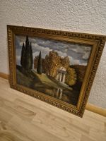 Ölgemälde Herbstlandschaft mit Tempel und See, antik