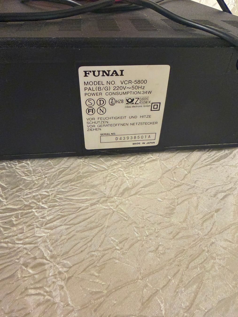 Funai Registratori: FUNAI VCR-5800 Videorecorder – Usato da Schlieren venduto da Stadtammannamt_8952 1