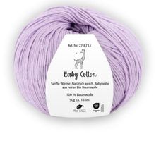 Pro Lana Baby Wolle, 100% reine Bio Baumwolle Flieder 50g