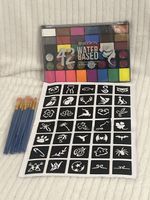 Fasnacht Schminkpalette 42 Farben mit Pinseln und Schablonen