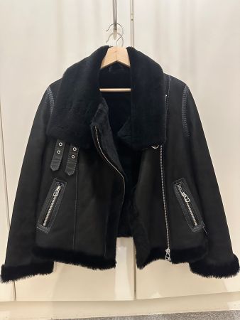Women Biker Jacket Black M size