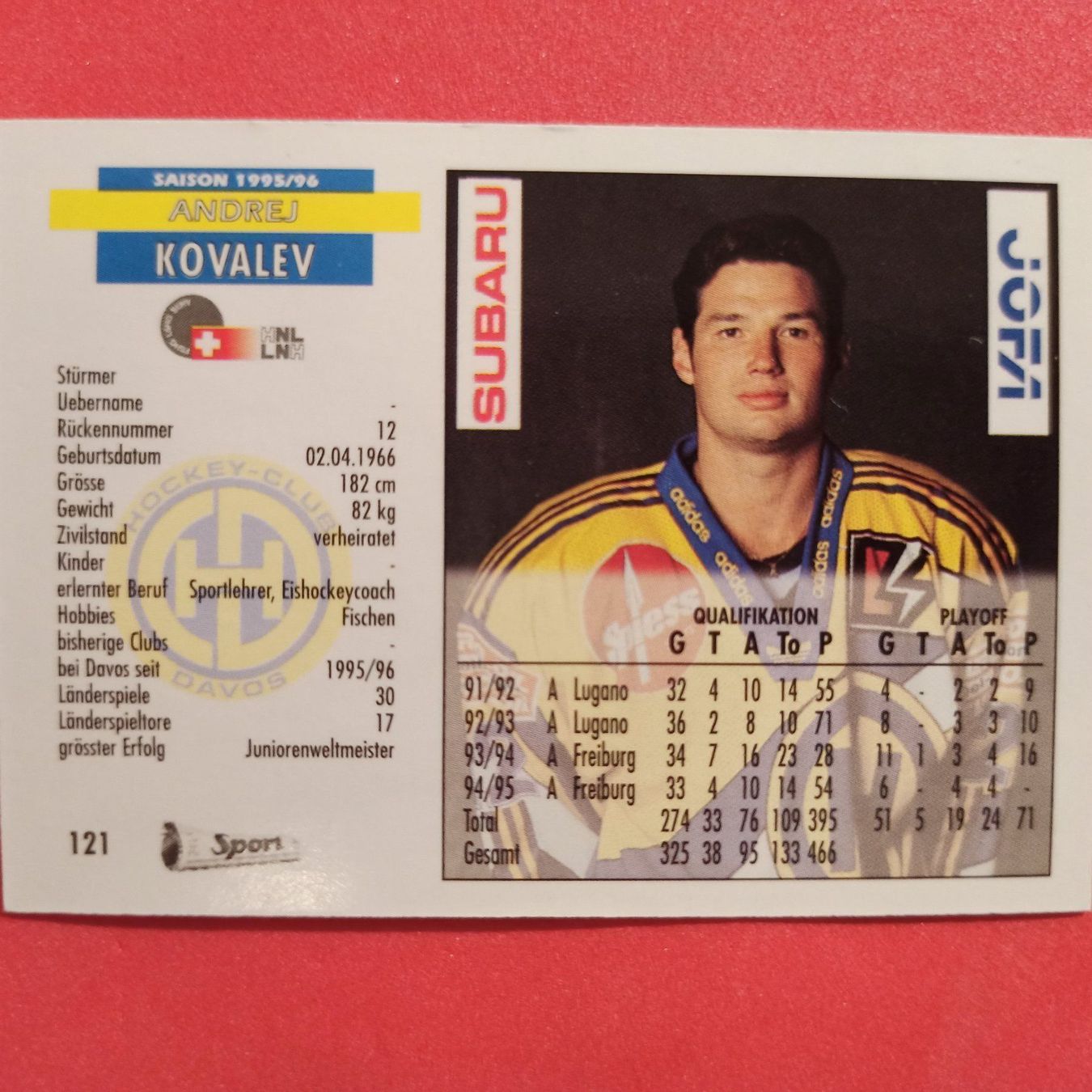 Carte collezionabili: Andrej Kovalev - HCD - 1995/96 – Usato da Dübendorf venduto da kb86_MOVIE 1