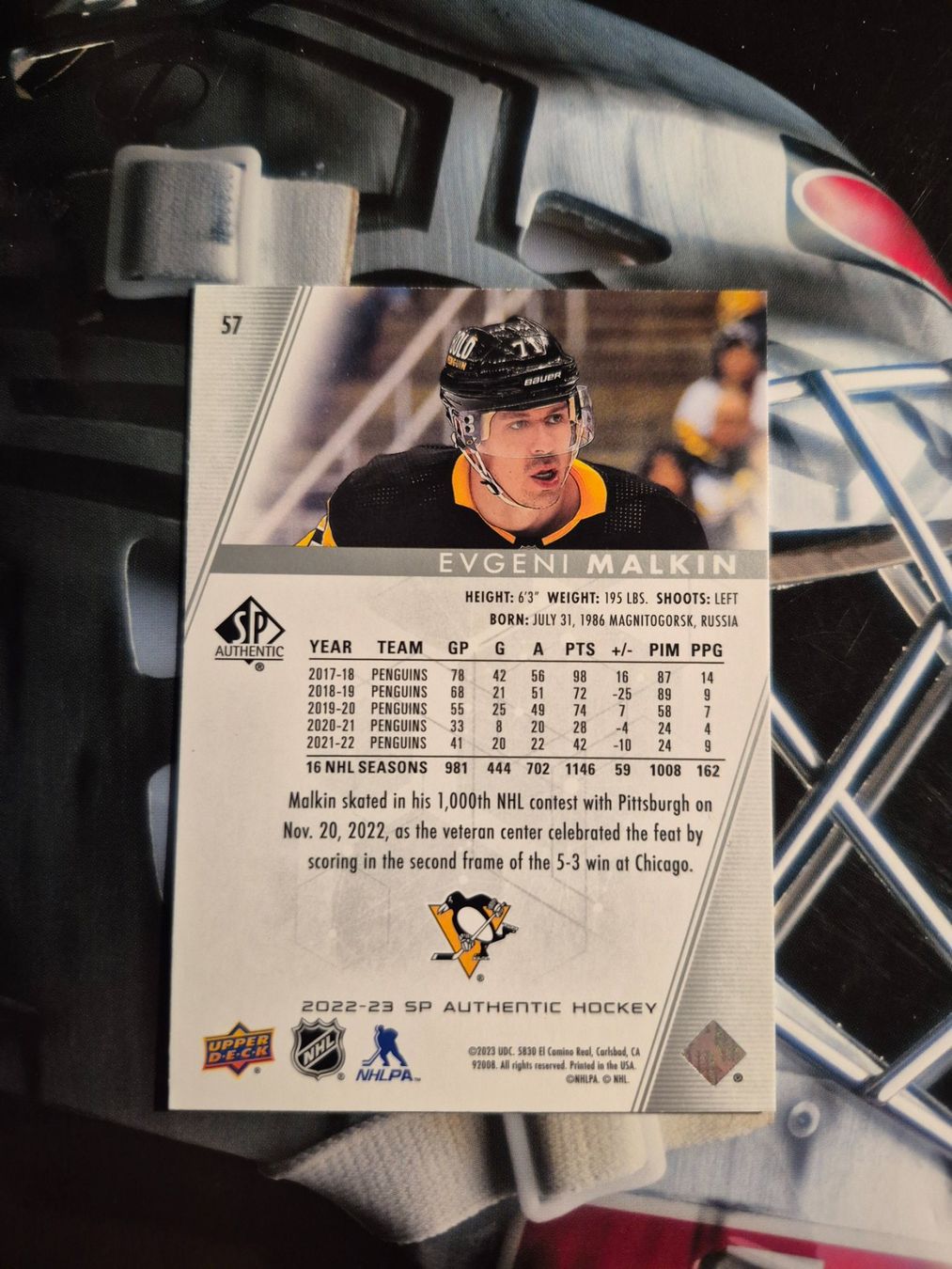 NHL Carte collezionabili: NHL Evgeni Malkin Pittsburgh Penguins – Usato da Treiten venduto da Sauber73 1