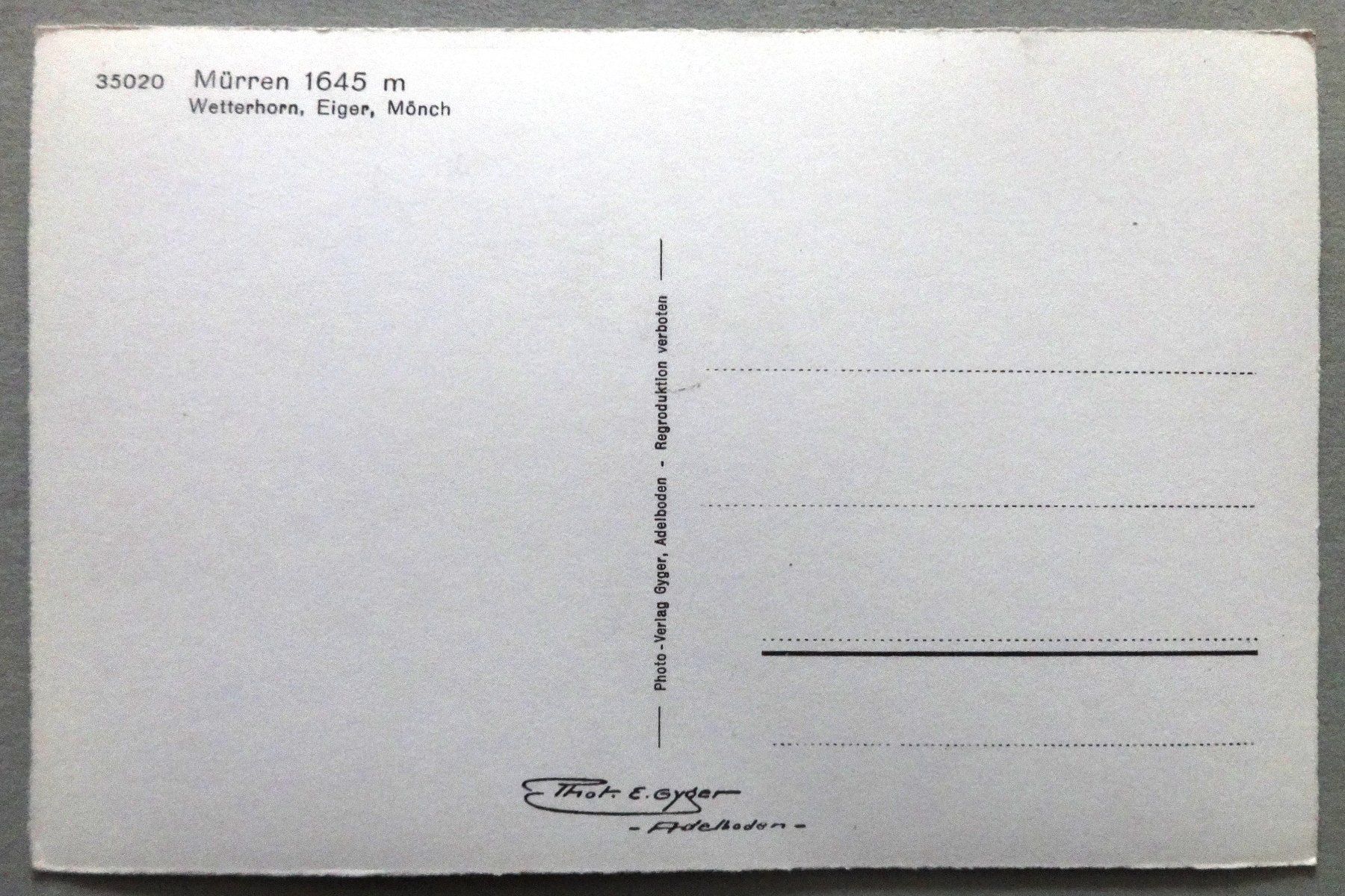 Cartoline postali: Mürren1645 m – Usato da Fétigny venduto da Billy2miny 1