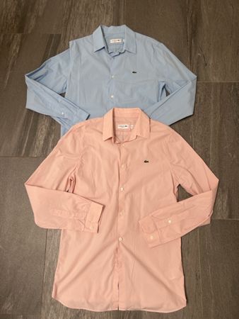 2 Lacoste Hemden Slim Fit Grösse S blau rosa guter Zustand
