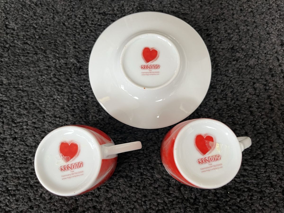 Set di piatti: Espressotassen mit Herz, rot/weiss – Nuovo (secondo la descrizione) da Bolligen venduto da Vroni23 2