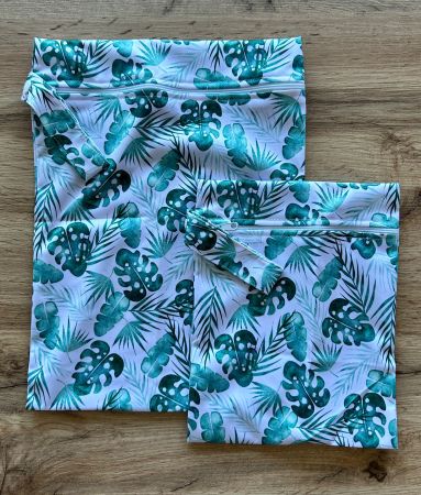 Set 2x Wetbag / Nasstasche / Beutel  Motiv Pflanzen Monstera