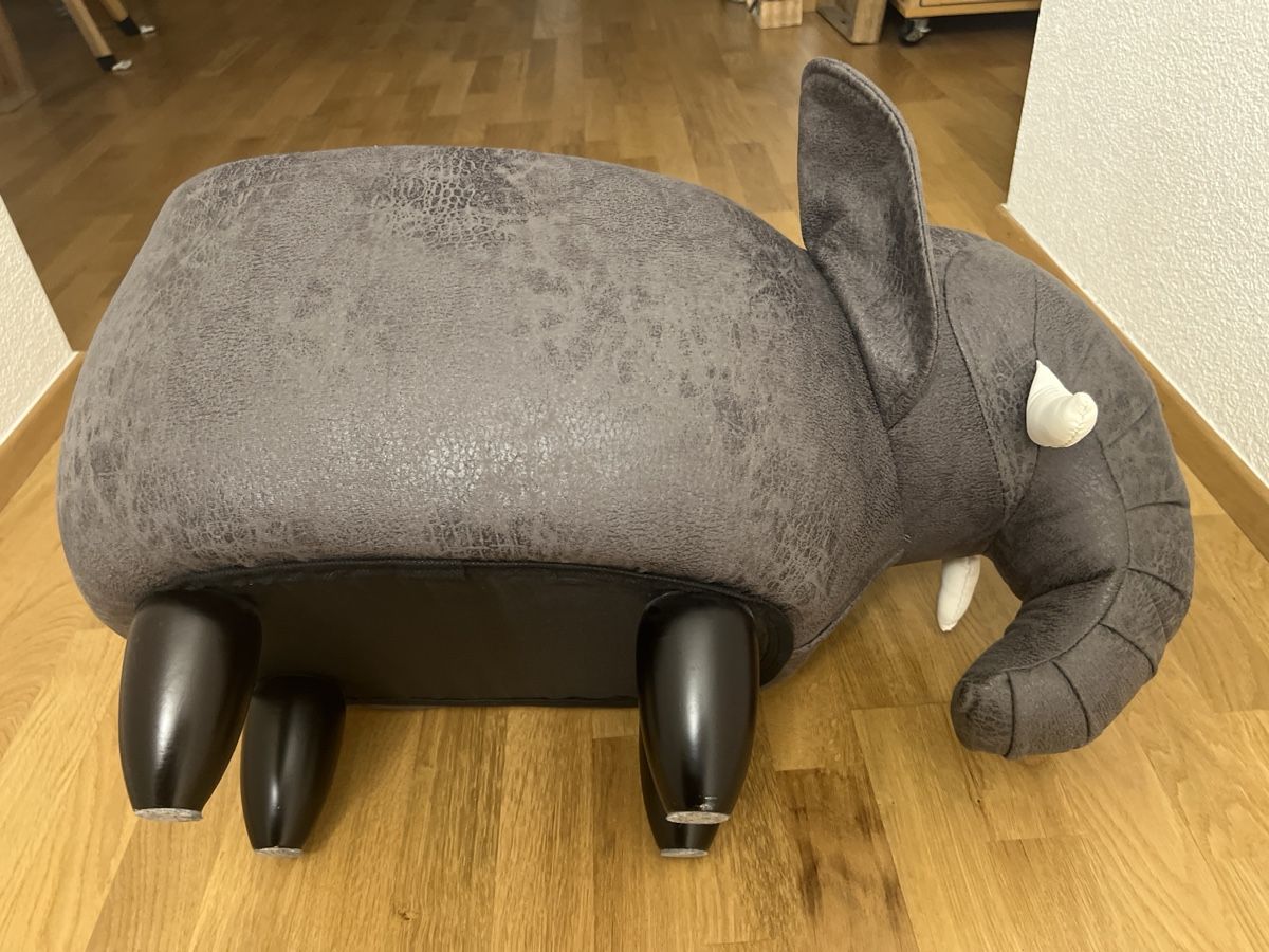 Hocker: Hocker Elefant grau mit Beinen neuwertig – Neu (gemäss Beschreibung) aus Uznach von Apuutze 3