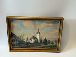 Ölgemälde Kirchlindach b. Bern von Wohlgenemuth 1949