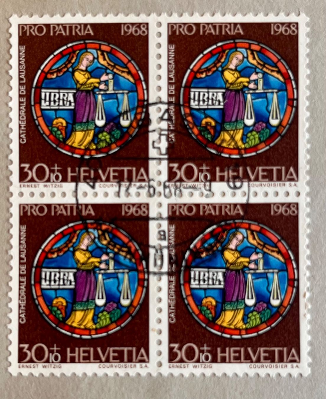 Alle Briefmarken: Pro Patria 1968 4x Viererblock gestempelt – Gebraucht aus Basel von so1_nf6l 2