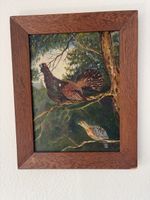 Ölgemälde Vögel im Wald im Rahmen 42x33,5 cm