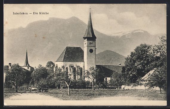 Cartoline postali: AK Interlaken, Blick auf die Kirche – Usato da Berlin venduto da bartko-reher