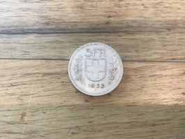 5 Fr Münze Schweiz 1953 Zustand gut