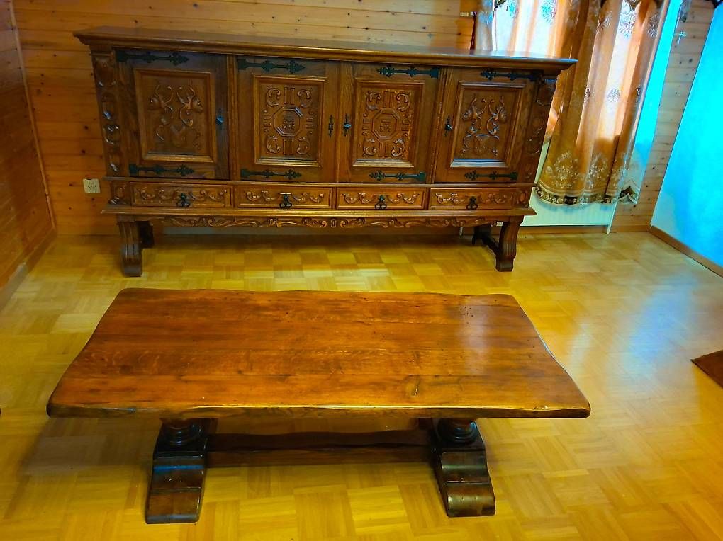 Tische: Table basse de style monastère en chêne massif - Marly  – Gebraucht aus  von  1