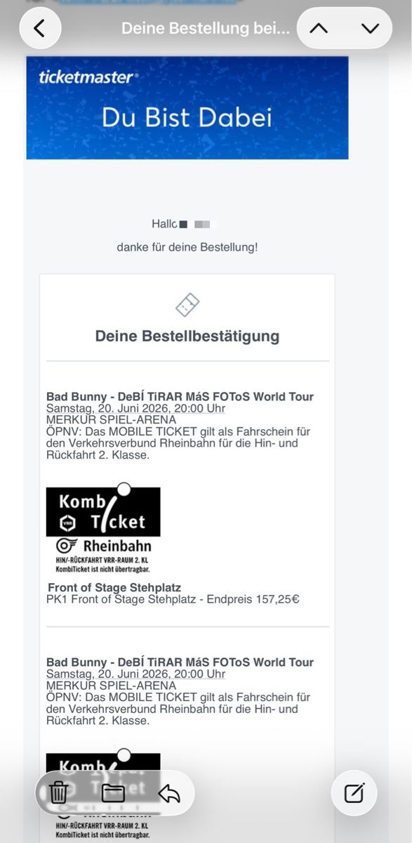 Biglietti: Bad Bunny Stehplatz in Düsseldorf – Nuovo (secondo la descrizione) da Dietikon venduto da Flosi9212 2