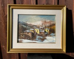 Gemälde / winterliche Dorf - Szene       (ID M534)
