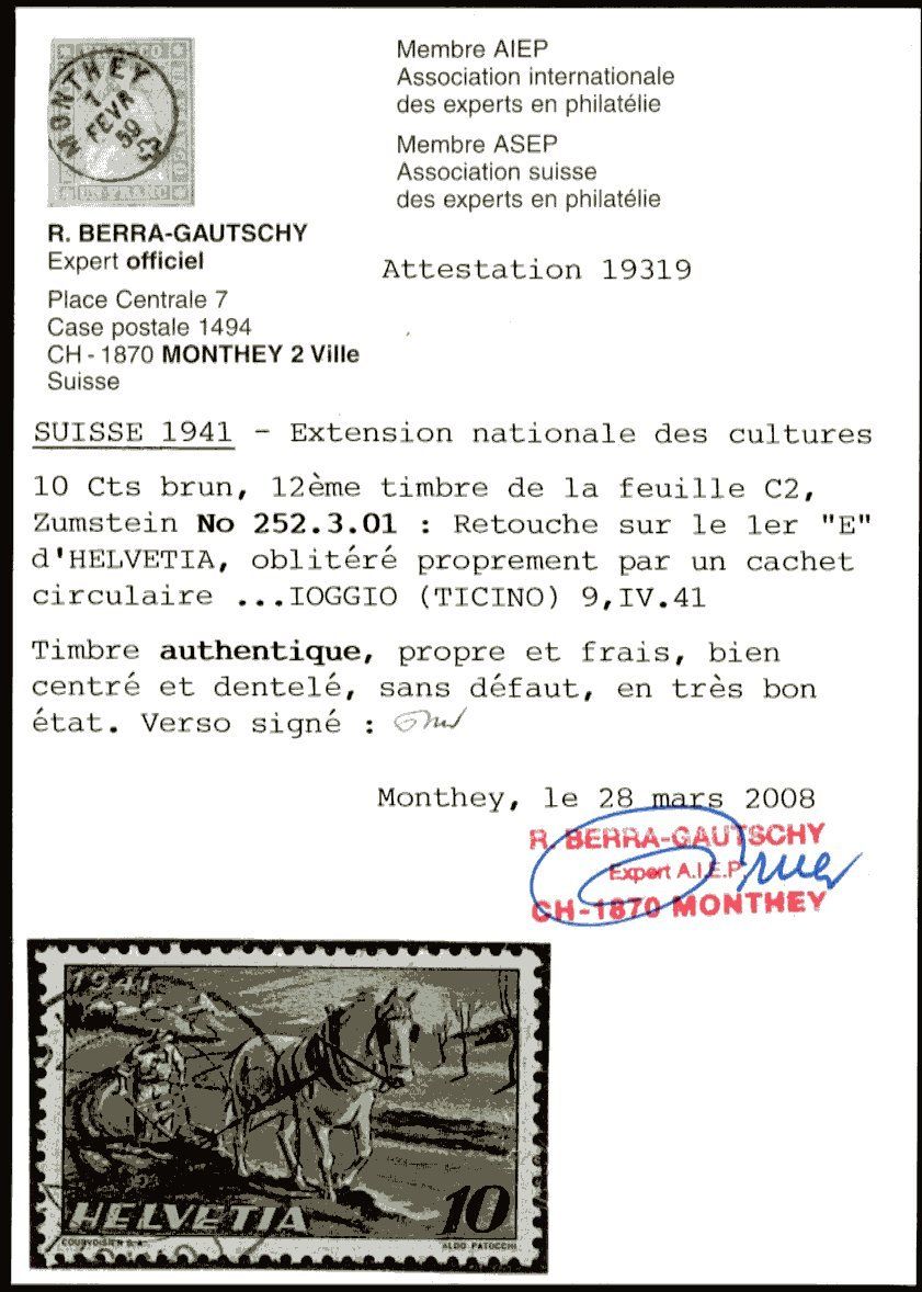 Tutti i francobolli: 1941 - Anbauwerk - Abart - gestempelt – Usato da Schindellegi venduto da leecollect 2