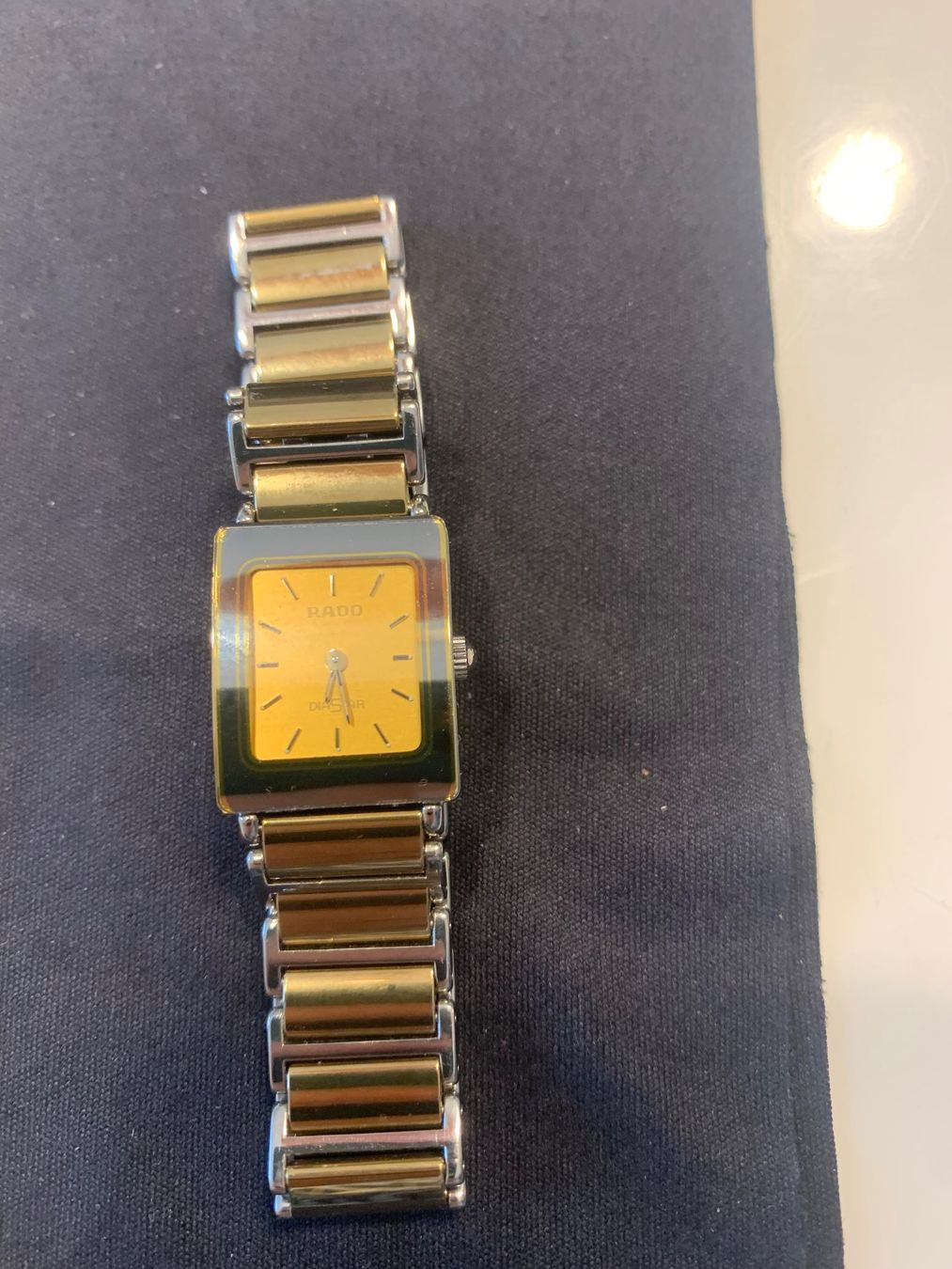 Rado Orologi: Rado Diastar, dame, boîtier rectangulaire, or/acier – Usato da Biel/Bienne venduto da Methos31