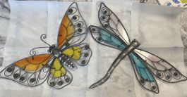 Metall-Wanddeko: Libelle & Schmetterling