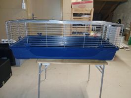 Kleintierkäfig blau Metallgitter guter Zustand