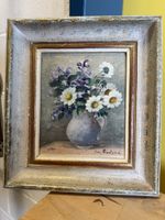 Blumenstillleben Gemälde, gerahmt, handsigniert, Vintage
