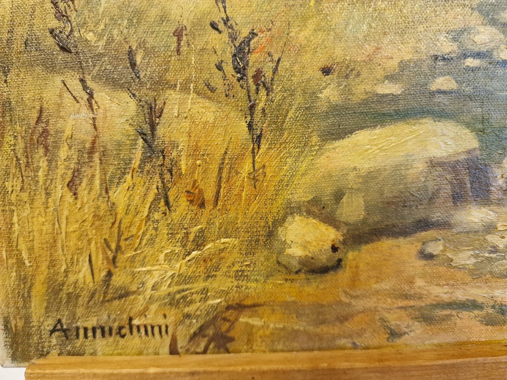 Dipinti: Gemälde Landschaft mit Bach und Bäumen, signiert – Usato da BERN venduto da Intarsia 1