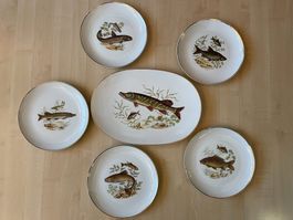 Vintage Fisch-Geschirr, Tirschenreuth & Krautheim, 6 Stk.