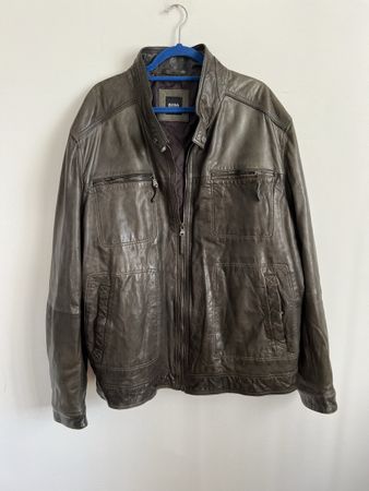 Lederjacke Hugo Boss, Gr. 62, dunkelbraun